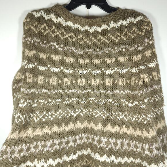 Free People Women Through the Storm Small Brown Knit Fair Isle Sweater Pullover - Picture 7 of 9